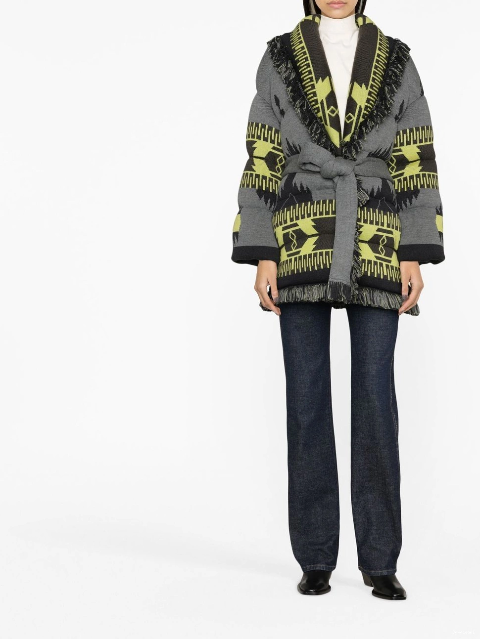 Cheap puffer jacquard Women Alanui Icon belted jacket 0705